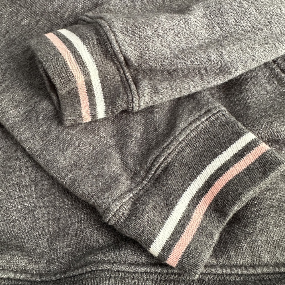 Nike S Collegiate Pink & Gray Pullover Hoodie Striped Hem Cuffs - Picture 5 of 10